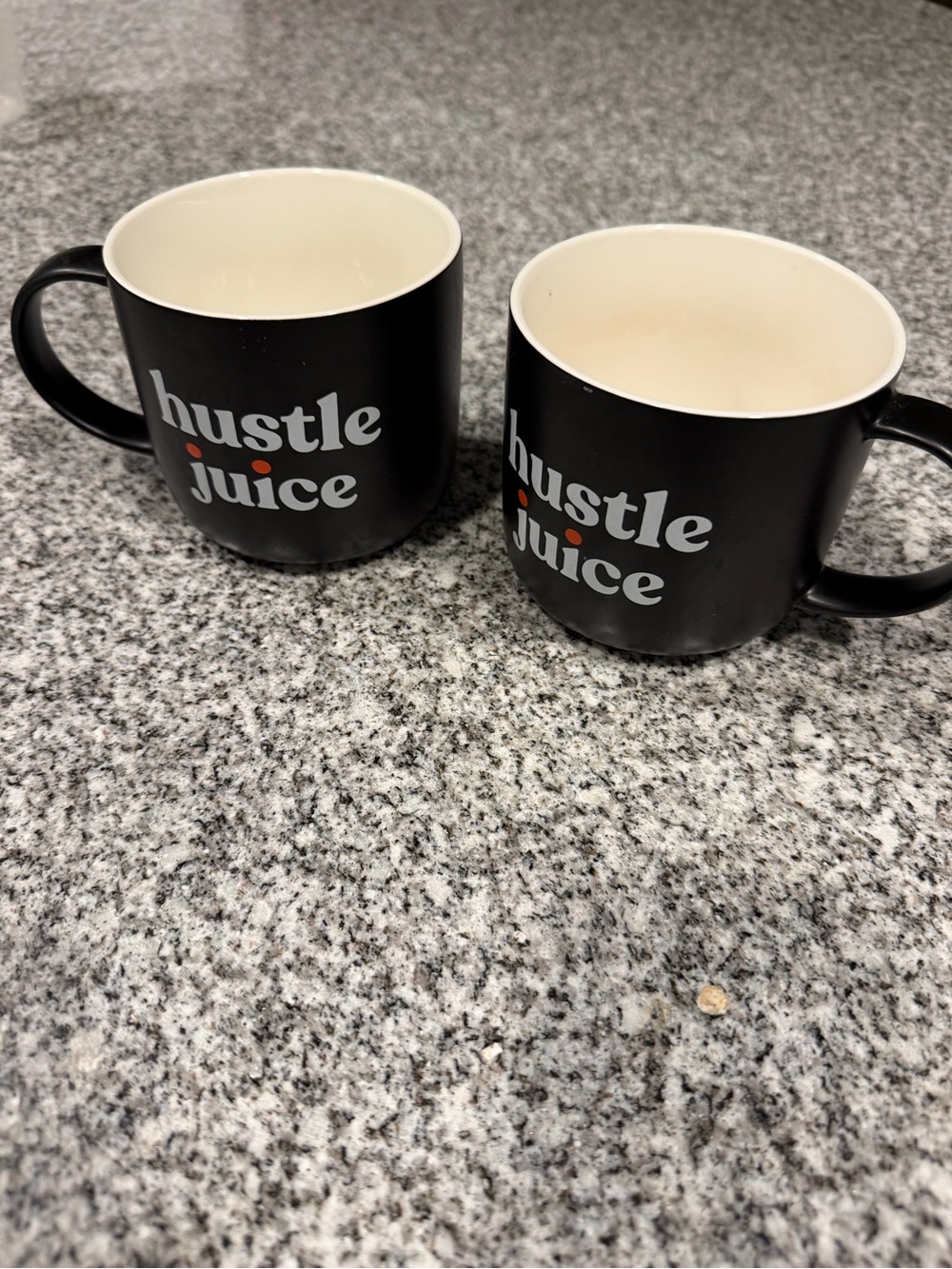 Black 'hustle juice' Ceramic Mugs - Picture 2 of 7